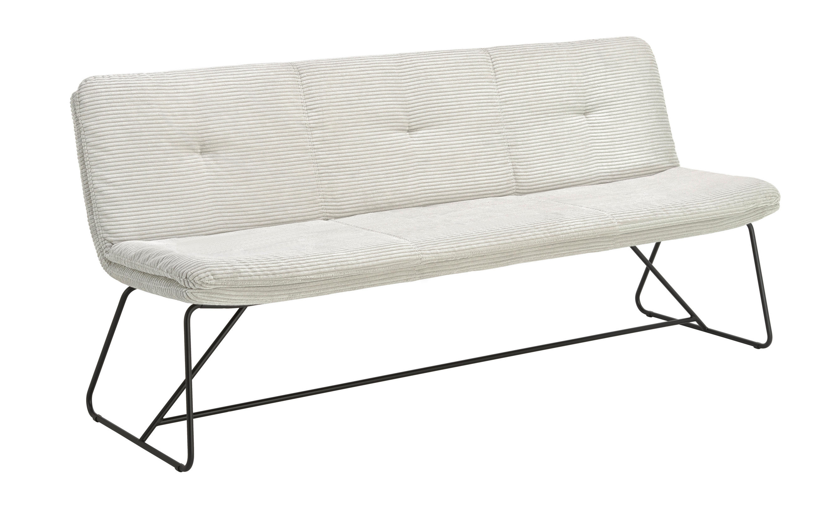 SITZBANK in Textil Grau  - Schwarz/Grau, Design, Textil/Metall (200/92/70cm) - Lomoco