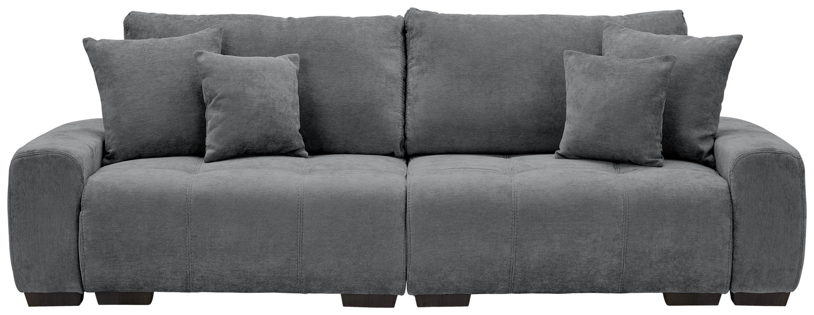 BIGSOFA in Chenille Dunkelgrau  - Dunkelgrau/Dunkelbraun, KONVENTIONELL, Kunststoff/Textil (250/100/90cm) - Carryhome