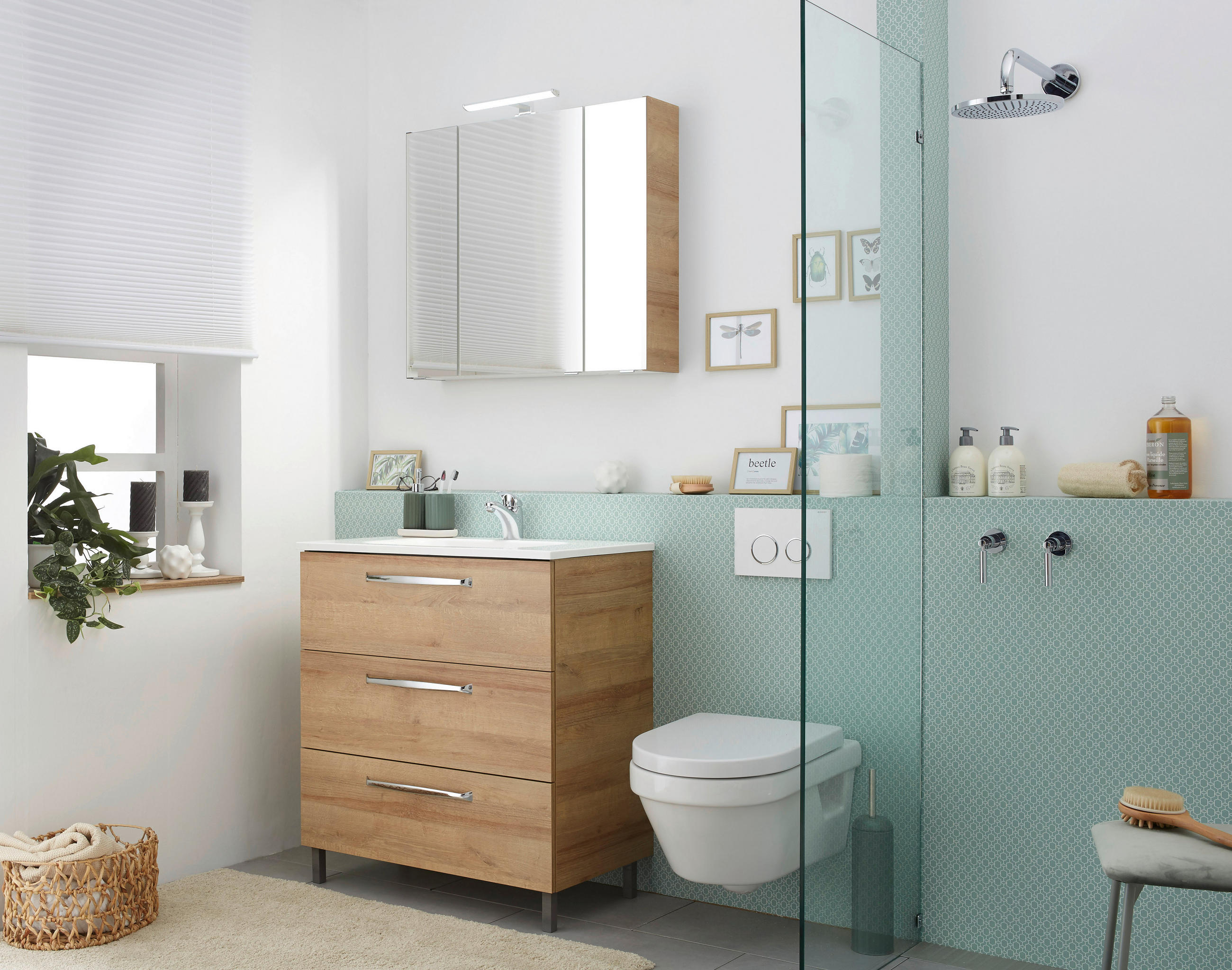 SPIEGELSCHRANK 80/70/16 cm  - Chromfarben/Eichefarben, KONVENTIONELL, Glas/Holzwerkstoff (80/70/16cm) - Xora