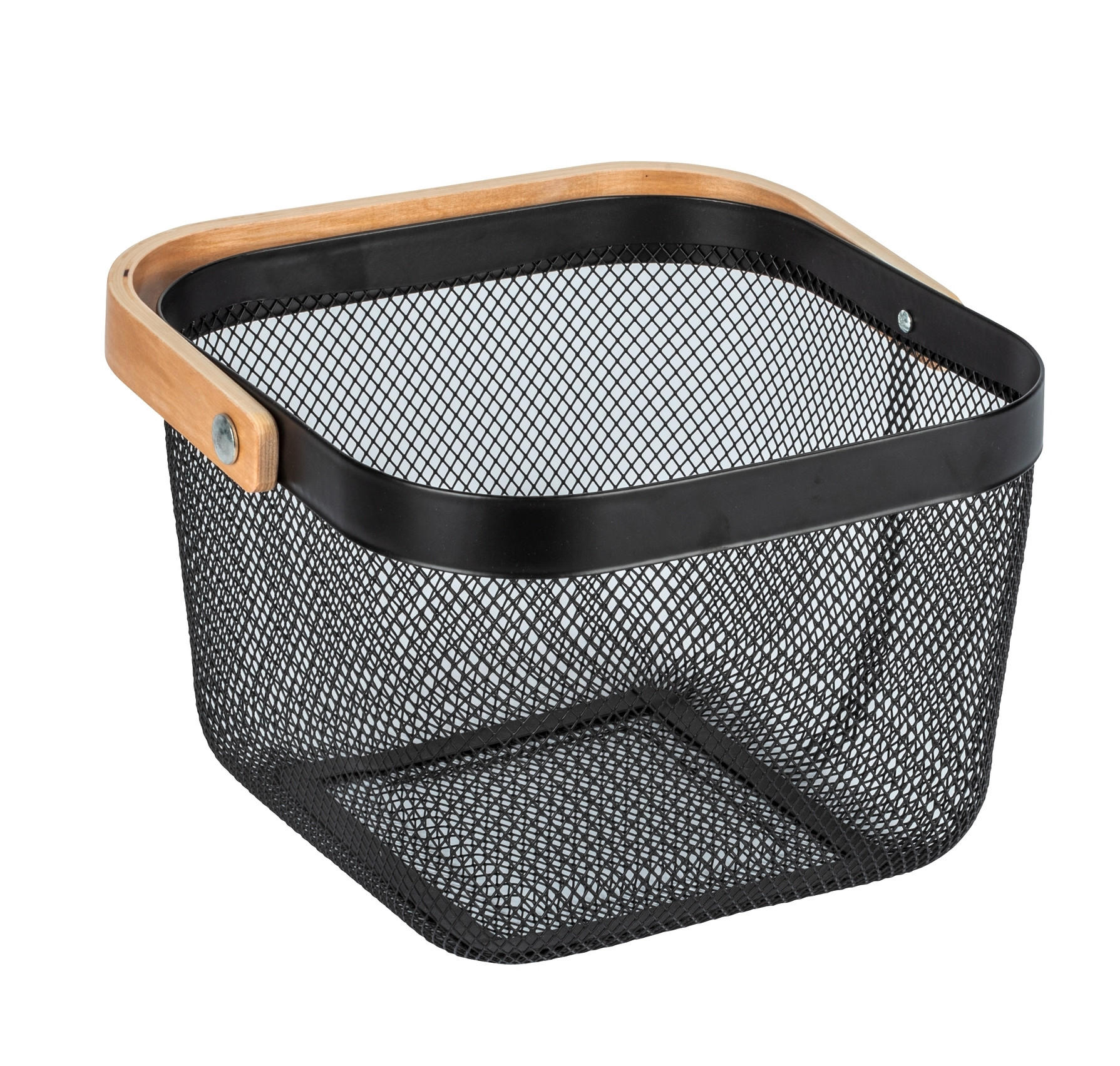 AUFBEWAHRUNGSKÖRBCHEN  - Schwarz/Braun, KONVENTIONELL, Holz/Metall (25/17/25cm) - Wenko