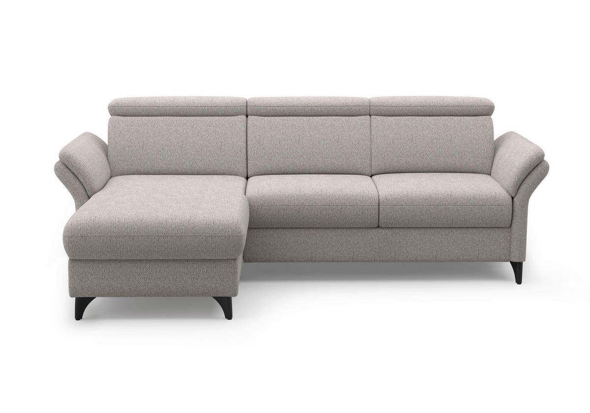 ECKSOFA Chenille Silberfarben  - Silberfarben/Schwarz, Konventionell, Textil/Metall (166/253cm) - Sit & More