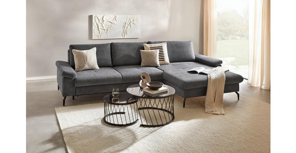 ECKSOFA inkl. Funktion Graphitfarben Velours, Cord - Schwarz/Graphitfarben, MODERN, Textil/Metall (180/302cm) - Venda