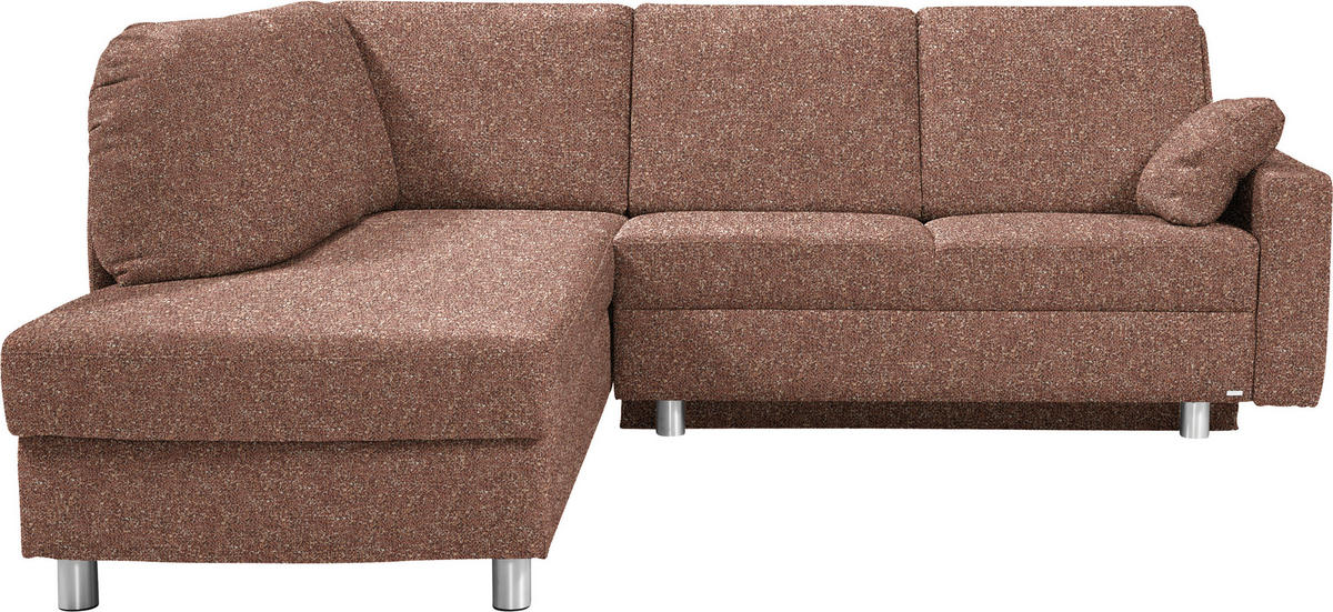 ECKSOFA  in Mikrovelours Terracotta  208/227 cm  - Terracotta/Alufarben, KONVENTIONELL, Textil/Metall (208/227cm) - Sedda