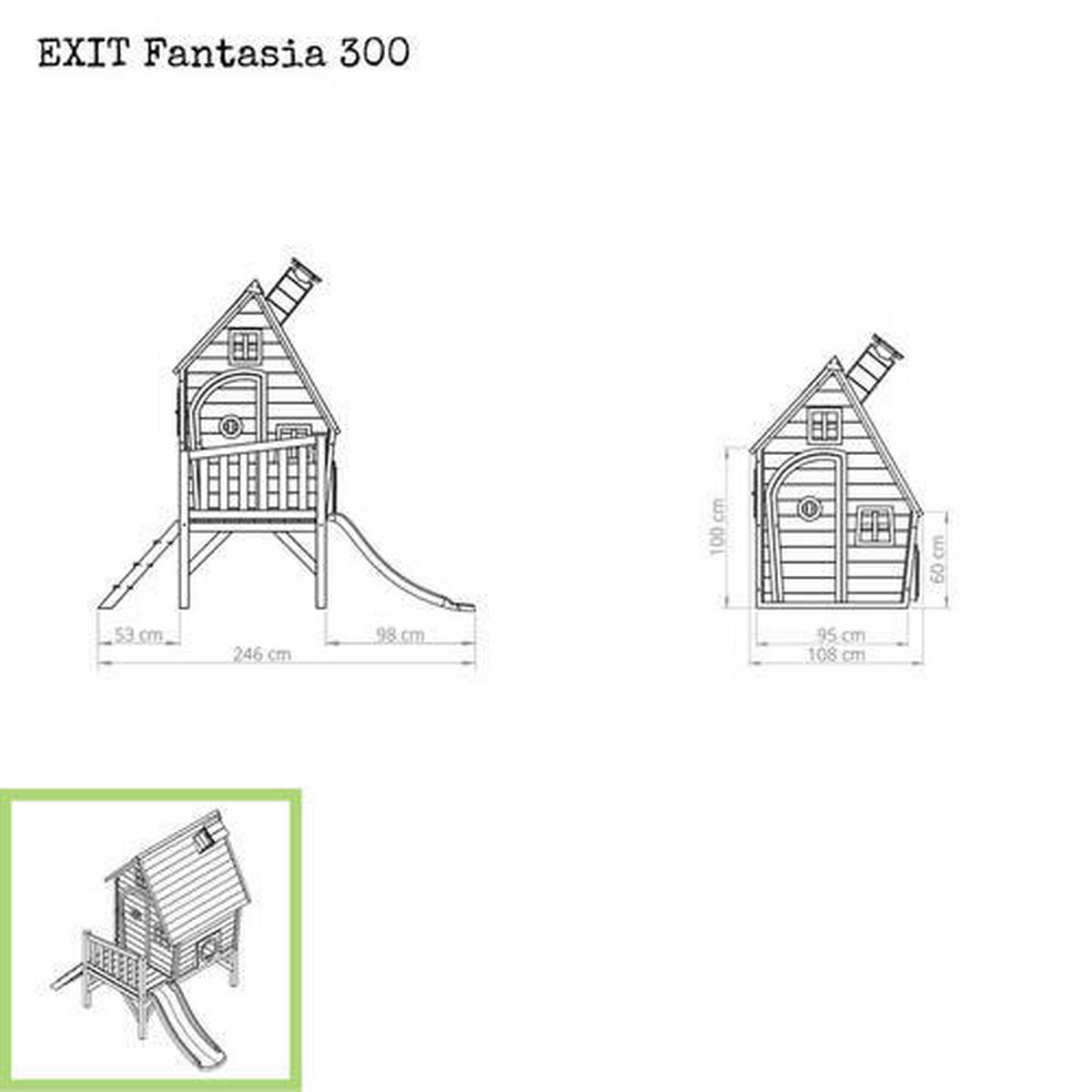 SPIELHAUS  - Rot/Naturfarben, KONVENTIONELL, Holz (246/166/227cm) - EXIT Toys