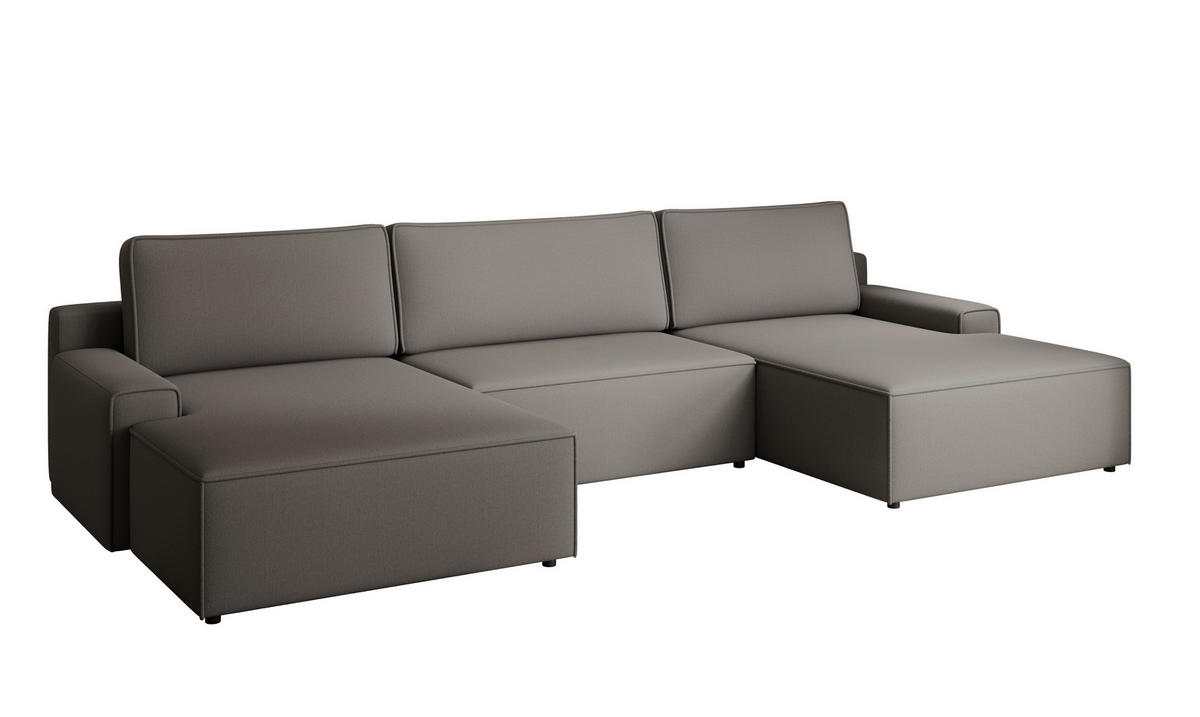 WOHNLANDSCHAFT CHALLENGE Graphitfarben Struktur  - Schwarz/Graphitfarben, MODERN, Kunststoff/Textil (168/333/168cm) - Trendmanufaktur