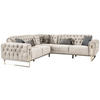 ECKSOFA Beige Samt  - Beige/Goldfarben, Design, Textil (260/260cm) - Livetastic