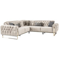 ECKSOFA Beige Samt  - Beige/Goldfarben, Design, Textil (260/260cm) - Livetastic