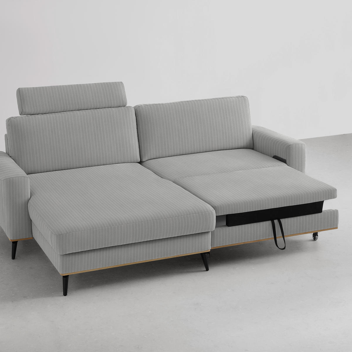 ECKSOFA Chenille, Cord Grau  - Schwarz/Grau, Konventionell, Holz/Textil (167/87/234cm) - MID.YOU