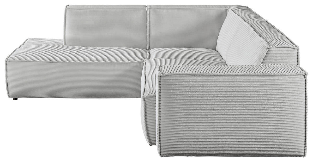 ECKSOFA in Cord Grau  224/254 cm  - Schwarz/Grau, KONVENTIONELL, Kunststoff/Textil (224/254cm) - Hom`in