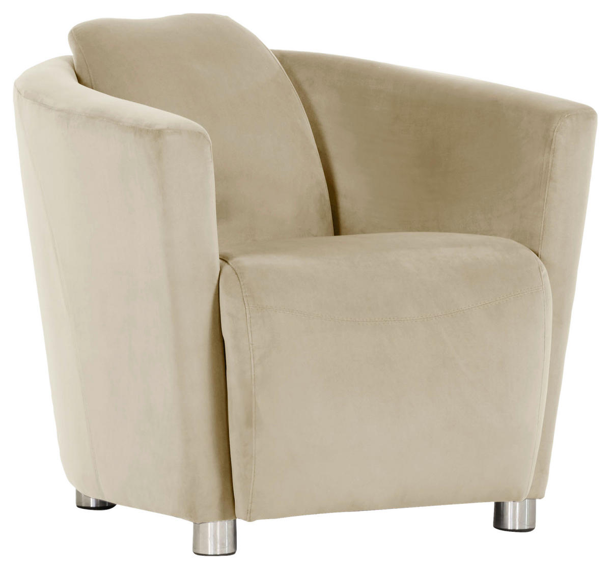 COCKTAILSESSEL Mikrofaser Beige    - Chromfarben/Beige, Design, Holzwerkstoff/Textil (72/72/85cm)