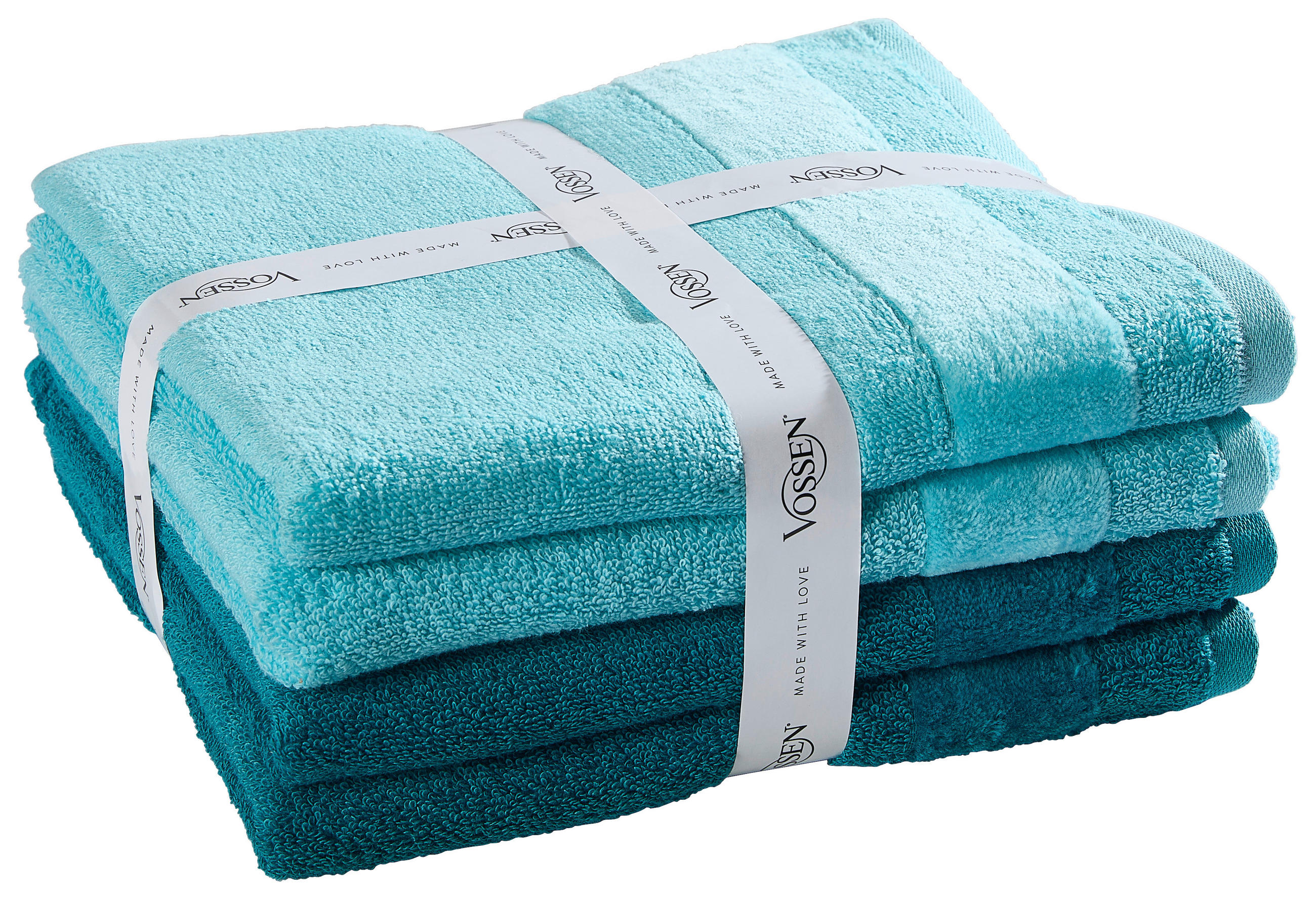 FROTTIERSET Silence Set Blau 4-teilig  - Blau, Basics, Textil - Vossen