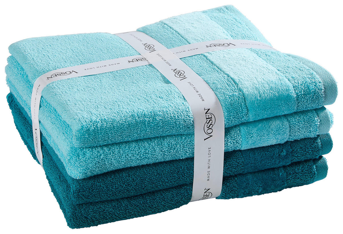 FROTTIERSET Silence Set Blau 4-teilig  - Blau, Basics, Textil - Vossen