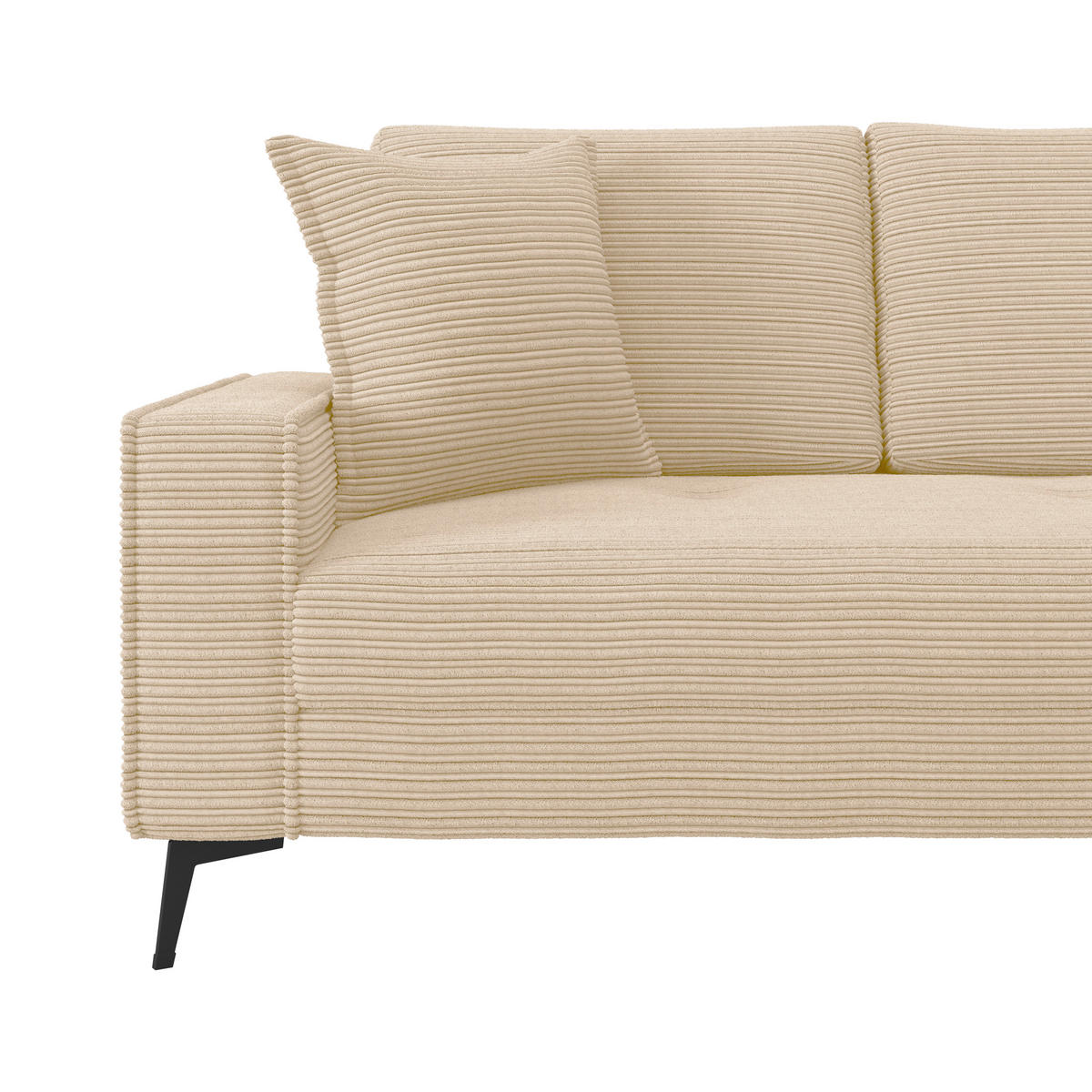 ECKSOFA ZERO Creme Cord Zierkissen, Rückenkissen  - Creme/Schwarz, Trend, Textil/Metall (286/173cm) - Livetastic