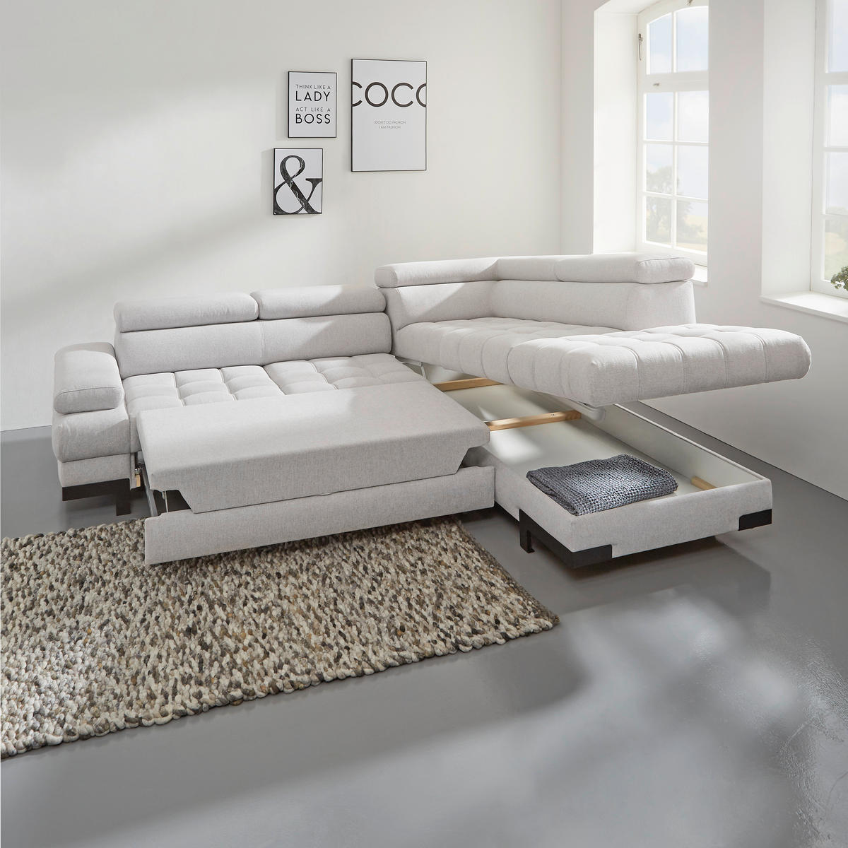 SAROKKANAPÉ textil antracit  - fekete/antracit, Design, textil/fém (223/263cm) - Welnova
