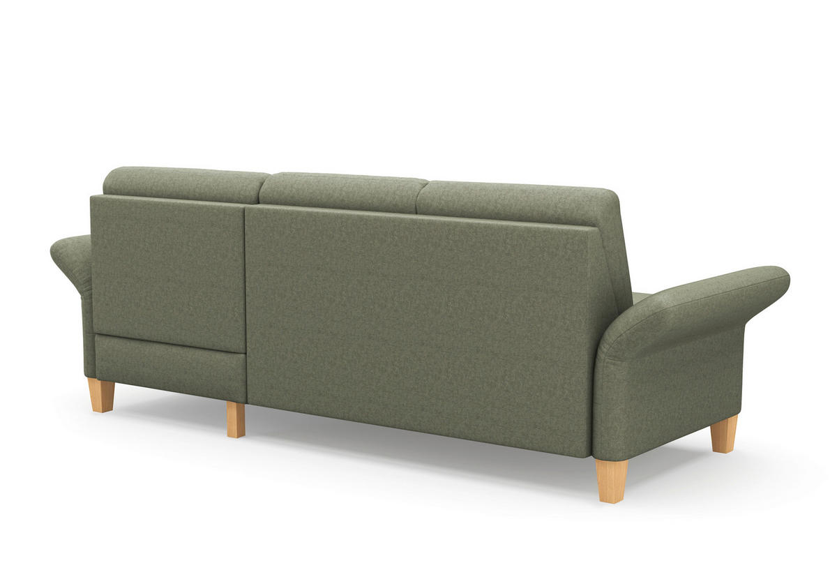ECKSOFA in Flachgewebe Olivgrün  251/164 cm  - Eichefarben/Olivgrün, KONVENTIONELL, Holz/Textil (251/164cm) - Sit & More