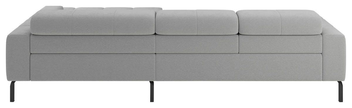 ECKSOFA Silberfarben Feincord Rücken echt, Kopfteilverstellung, Sitztiefenverstellung  - Silberfarben/Schwarz, KONVENTIONELL, Textil/Metall (293/226cm) - Hom`in