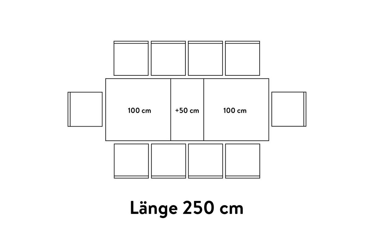ESSTISCH Schwarz rechteckig  ausziehbar, in verschiedenen Größen erhältlich, in verschiedenen Holzdekoren erhältlich  - Schwarz, Basics, Holzwerkstoff/Metall (200-250/95/76cm) - Celina Home