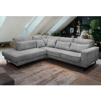 ECKSOFA ICON Hellgrau Cord Zierkissen, Rückenkissen, Nierenkissen  - Hellgrau/Schwarz, KONVENTIONELL, Textil/Metall (284/253cm) - Livetastic