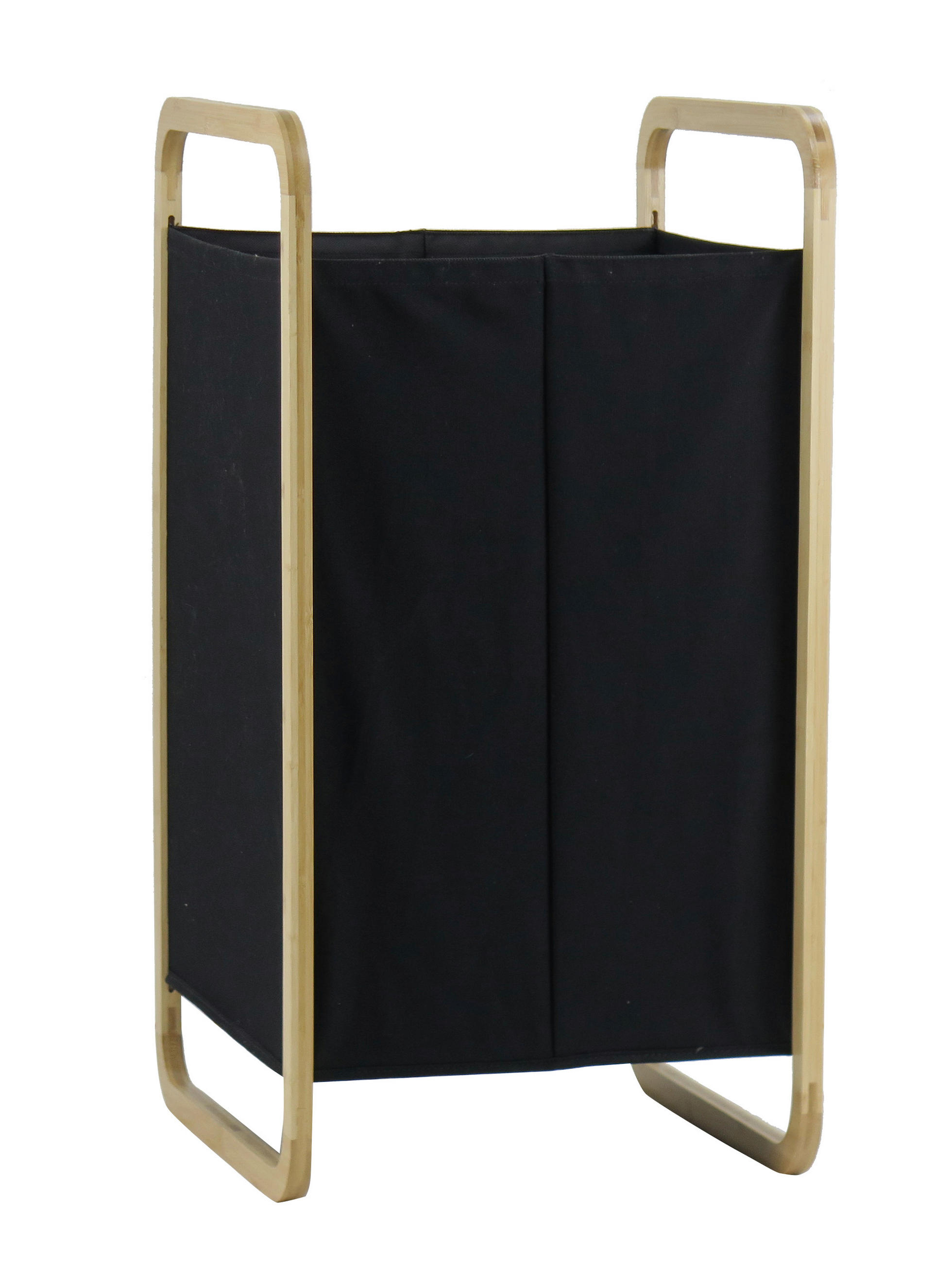 Coș De Rufe Tip Lighean - culoare natur/negru, Design, lemn/textil (40/70/36cm) - Ambia Home