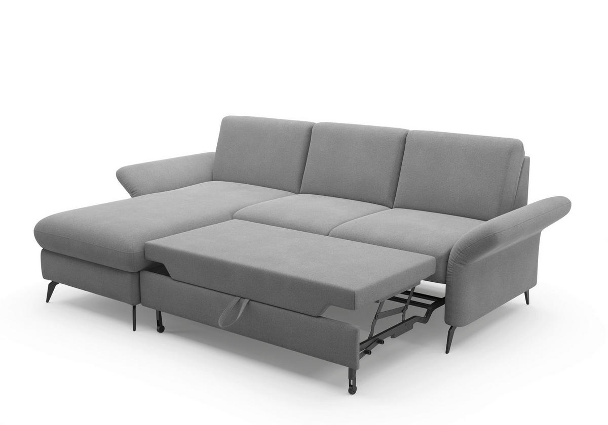 ECKSOFA in Flachgewebe Grau  - Schwarz/Grau, Konventionell, Textil/Metall (164/251cm) - Sit & More