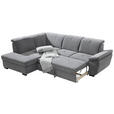 ECKSOFA in Webstoff Grau  - Schwarz/Grau, KONVENTIONELL, Holz/Textil (202/280cm) - Xora