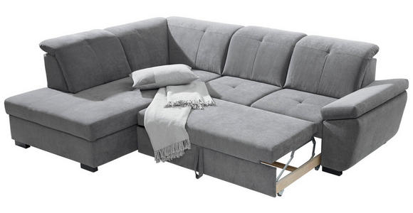 ECKSOFA in Webstoff Grau  - Schwarz/Grau, KONVENTIONELL, Holz/Textil (202/280cm) - Xora