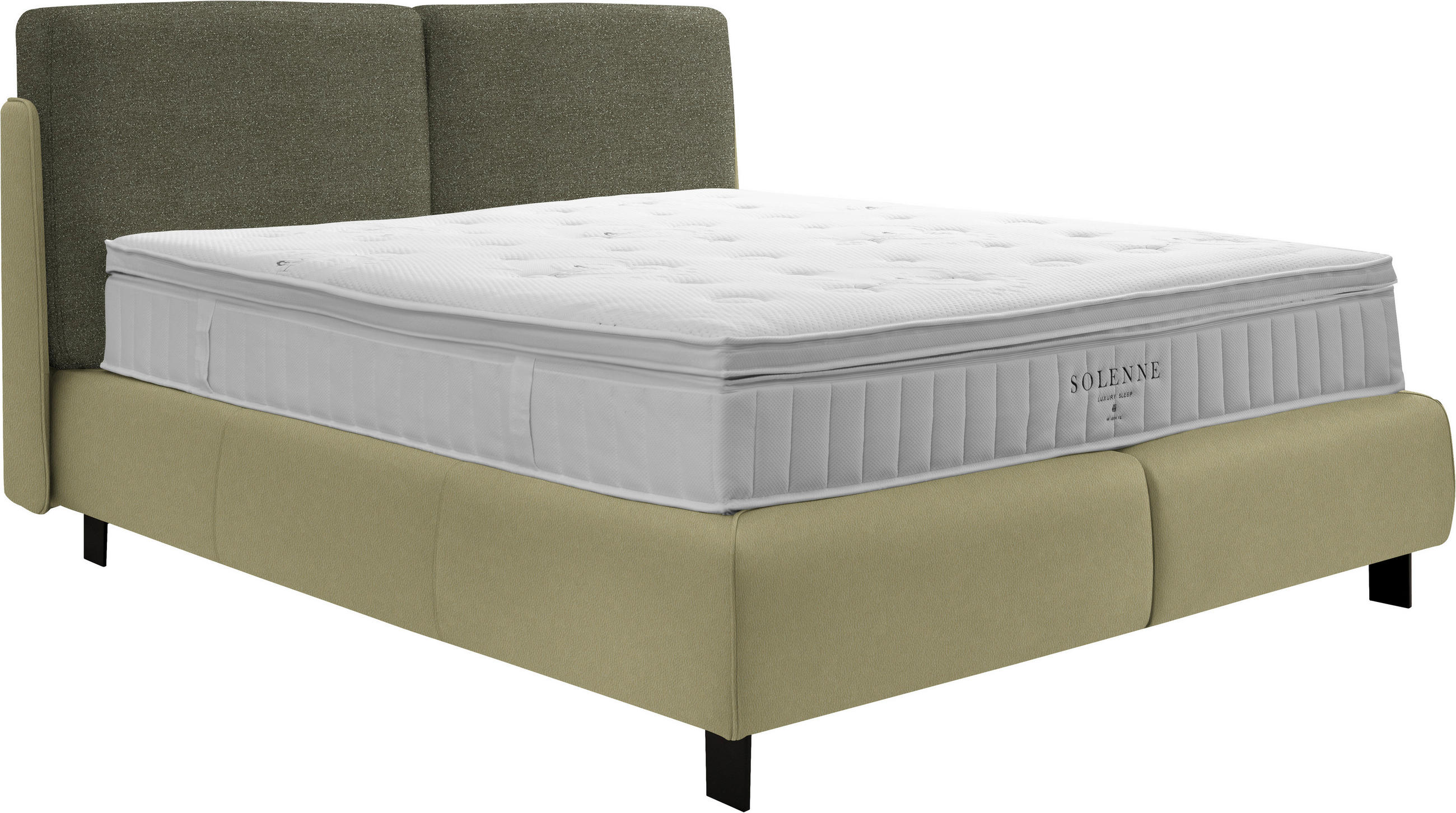 BOXSPRINGBETT 200/200 cm  in Hellgrün, Greige  - Greige/Schwarz, Design, Textil/Metall (200/200cm) - Johann Jakob