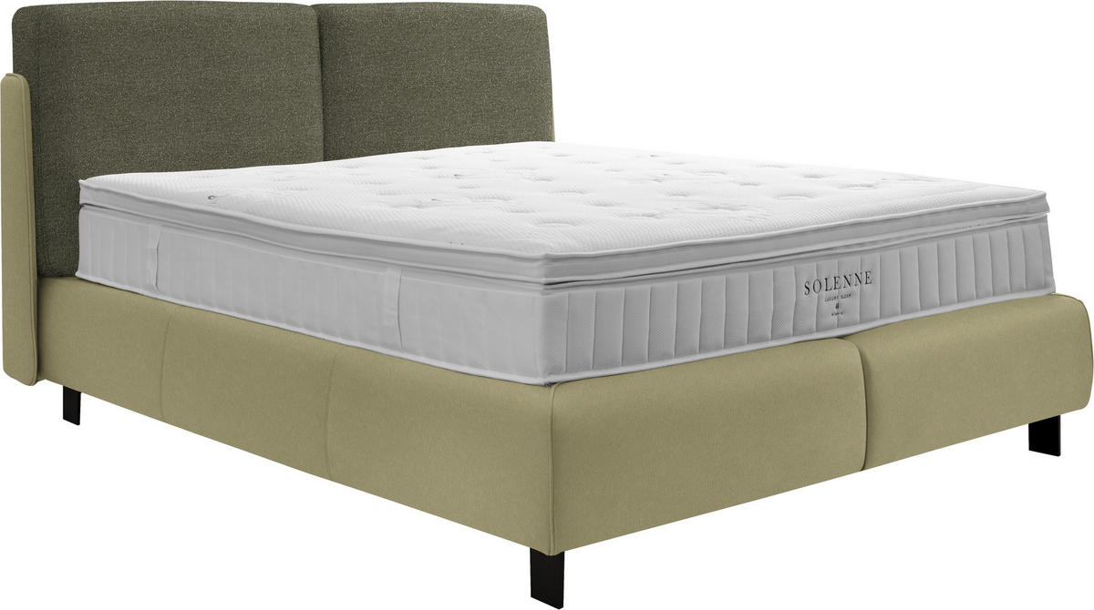 BOXSPRINGBETT 160/200 cm  in Hellgrün, Greige  - Greige/Schwarz, Design, Textil/Metall (160/200cm) - Johann Jakob