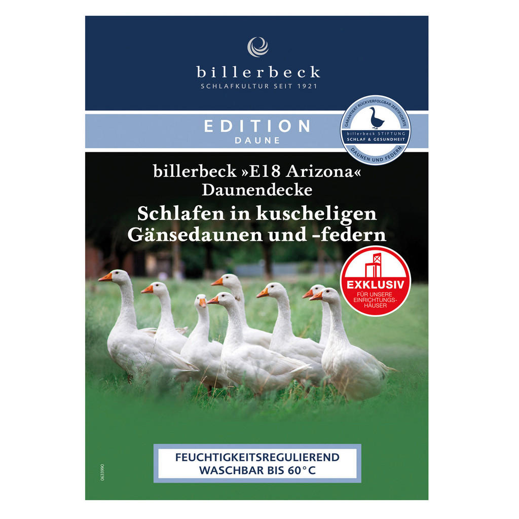 Thumbnail - Billerbeck Ganzjahresdecke, Weiß, Textil, Füllung: Federn, Daunen, 155x220 cm, für Seitenschläfer geeignet, Bauchschläfe...