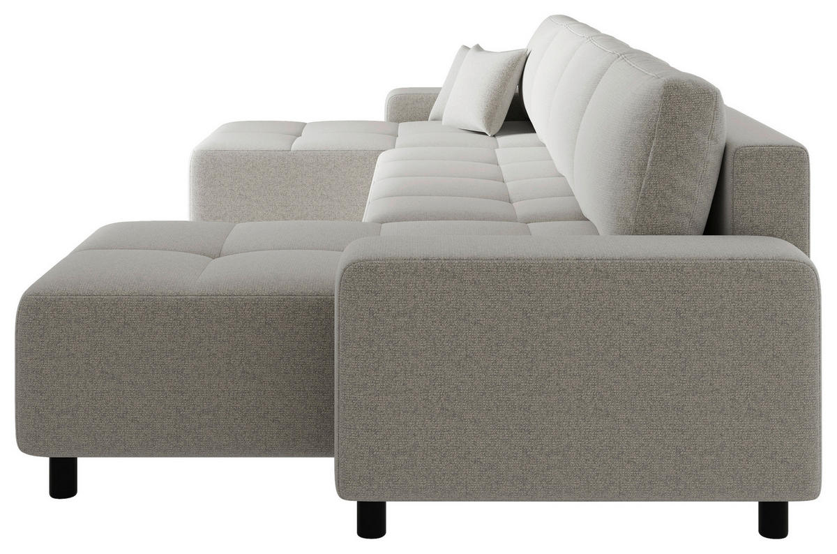 WOHNLANDSCHAFT Elfenbein Jacquard  - Elfenbein/Schwarz, MODERN, Kunststoff/Textil (144/318/144cm) - Carryhome