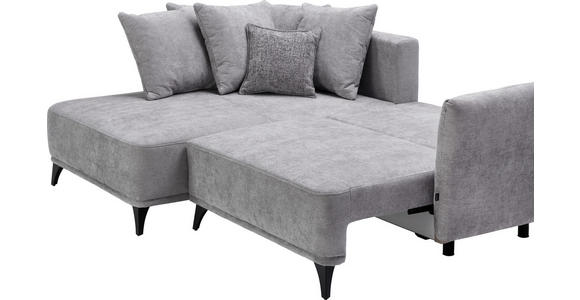 ECKSOFA in Chenille Grau  - Schwarz/Grau, LIFESTYLE, Textil/Metall (172/255cm) - Carryhome