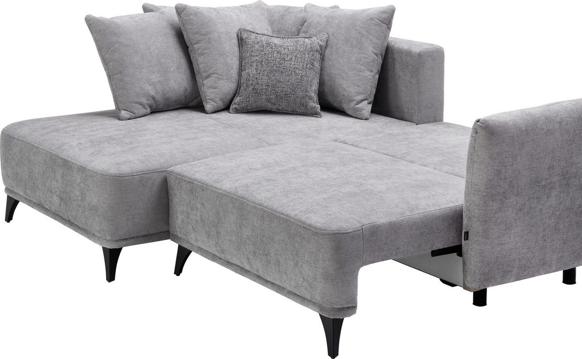 ECKSOFA Grau Chenille  - Schwarz/Grau, LIFESTYLE, Textil/Metall (172/255cm) - Carryhome