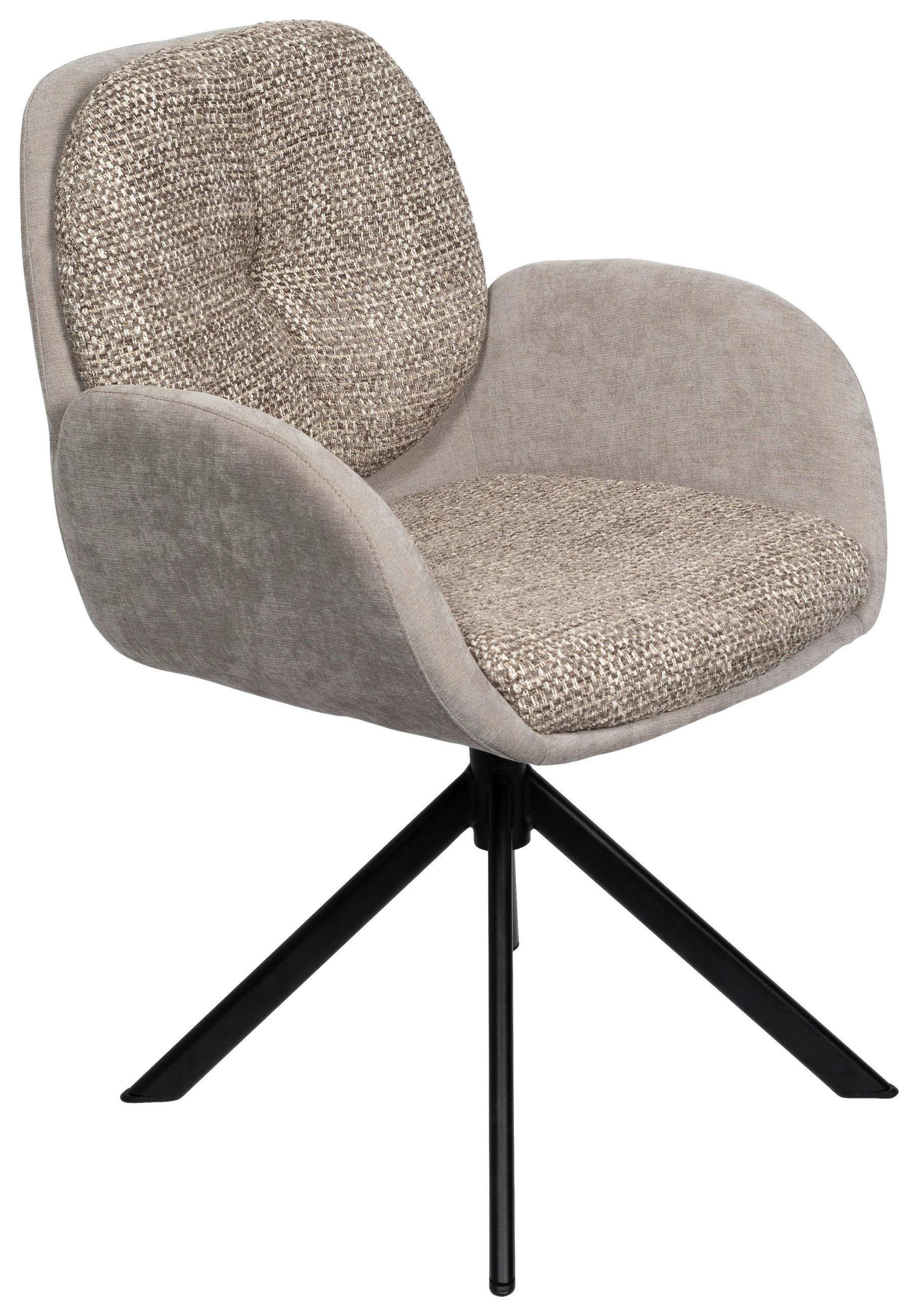 ARMLEHNSTUHL  automatische Rückholfunktion, Sitzfläche 320° drehbar Webstoff  Schwarz, Greige  - Greige/Schwarz, Design, Textil/Metall (59/90/64cm) - Linea Natura