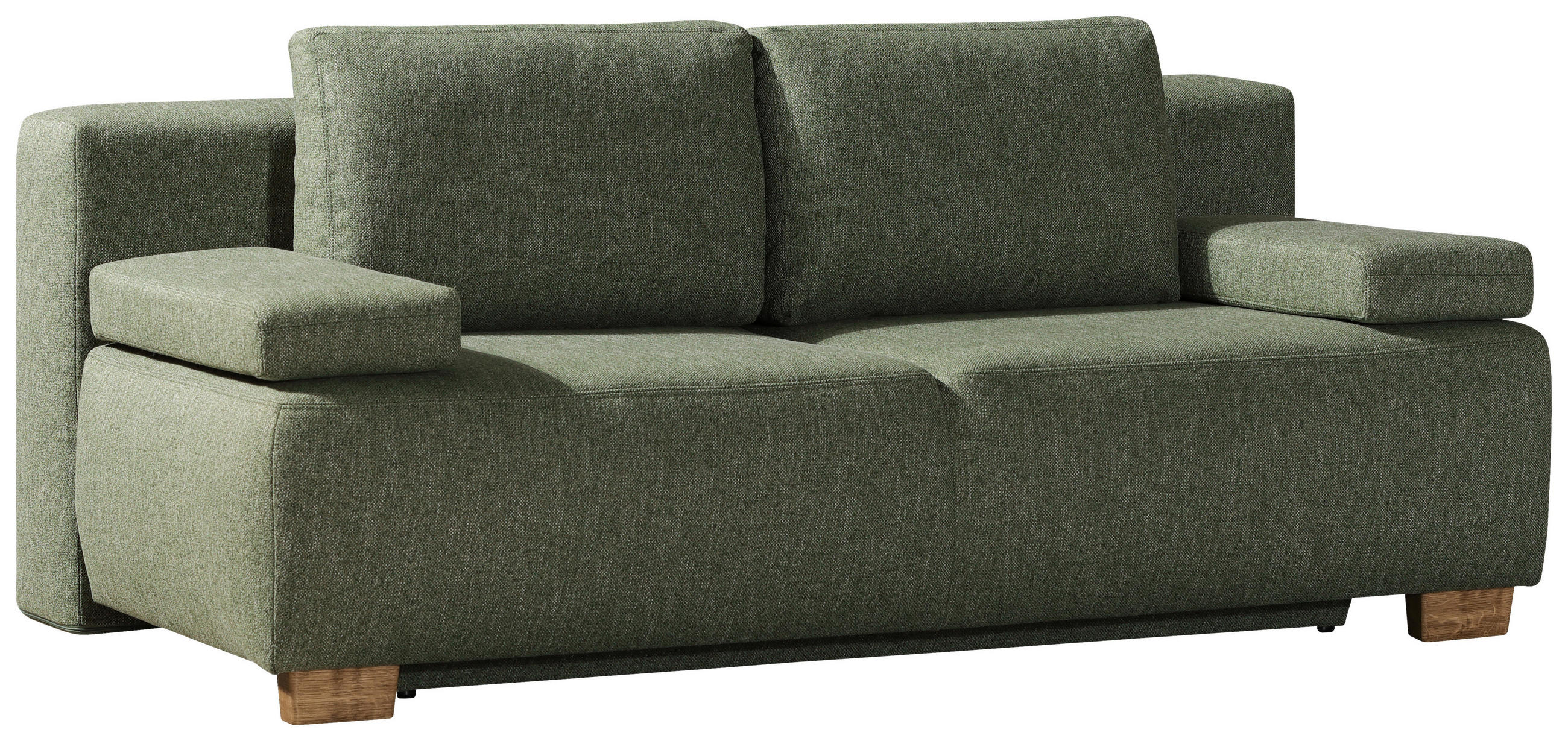 Thumbnail - Novel Boxspringsofa, Grün, Textil, Eiche, Uni, 2-Sitzer, 205x93x108 cm, Fußauswahl, Stoffauswahl, Liegefunktion, Schlafe...