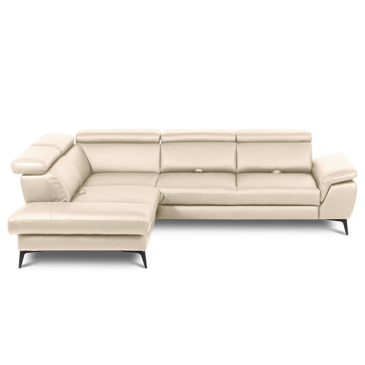 ECKSOFA  in Lederlook Echtleder Grau  220/274 cm  - Schwarz/Grau, Design, Leder/Textil (220/274cm) - Livetastic