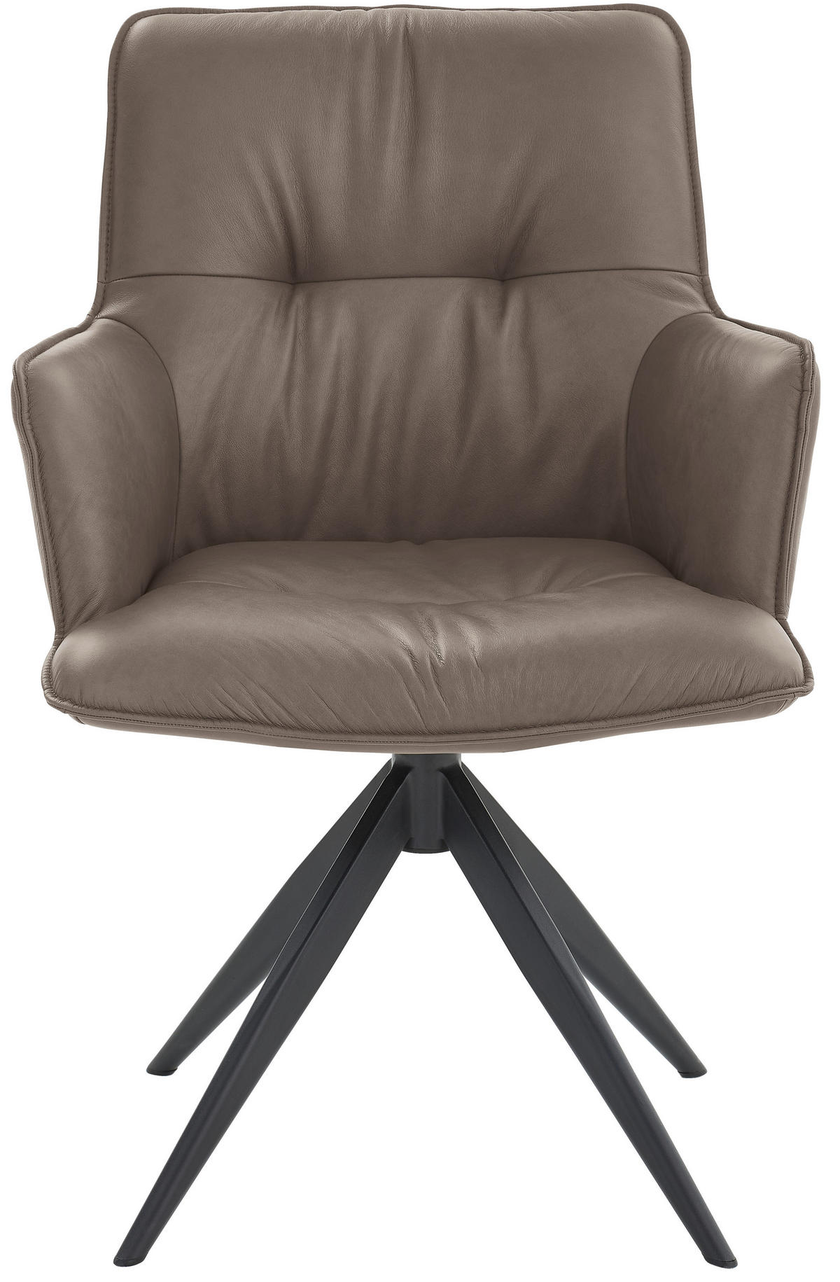 ARMLEHNSTUHL  in Eisen Echtleder pigmentiert  - Schlammfarben/Schwarz, Design, Leder/Metall (59/89/63cm) - Dieter Knoll