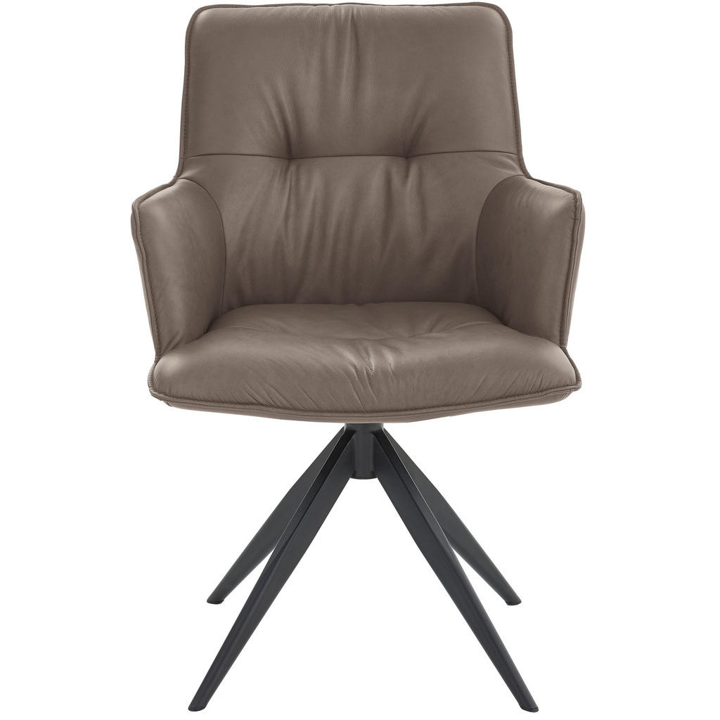 Thumbnail - Dieter Knoll Armlehnstuhl, Schwarz, Schlamm, Metall, Leder, Echtleder, Rindleder, Stativgestell, 59x89x63 cm, inklusive ...