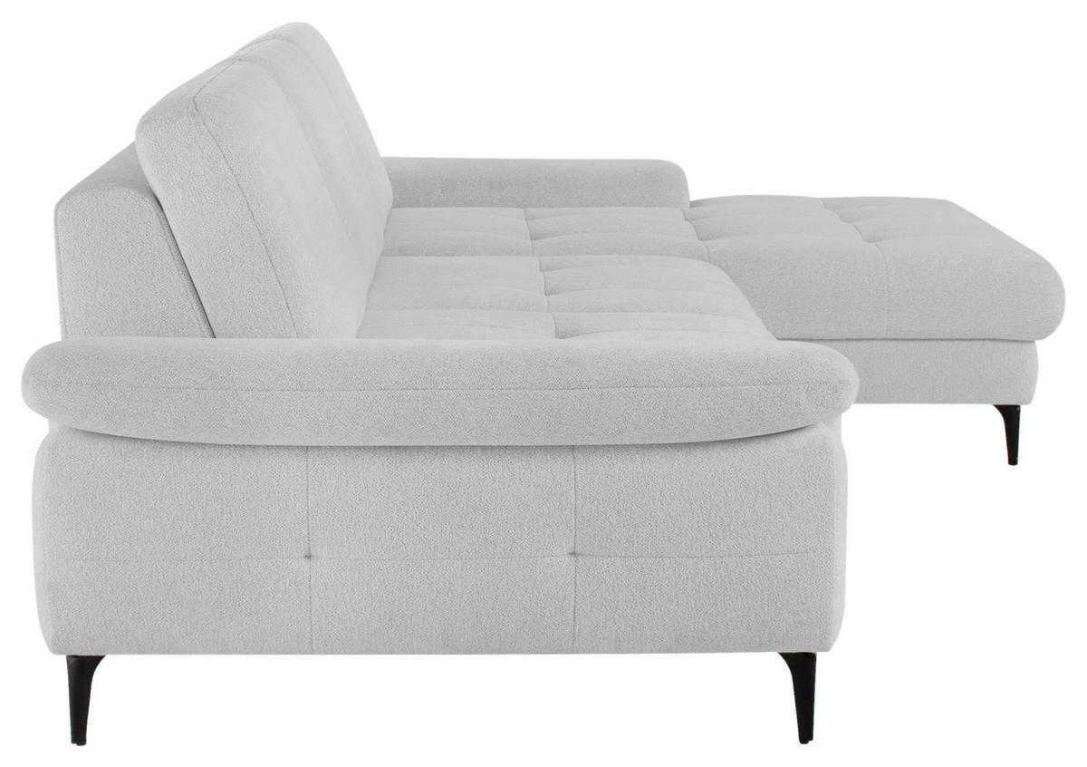 ECKSOFA ALMA in Chenille Hellgrau  285/191 cm  - Hellgrau/Schwarz, Design, Textil/Metall (285/191cm) - Livetastic