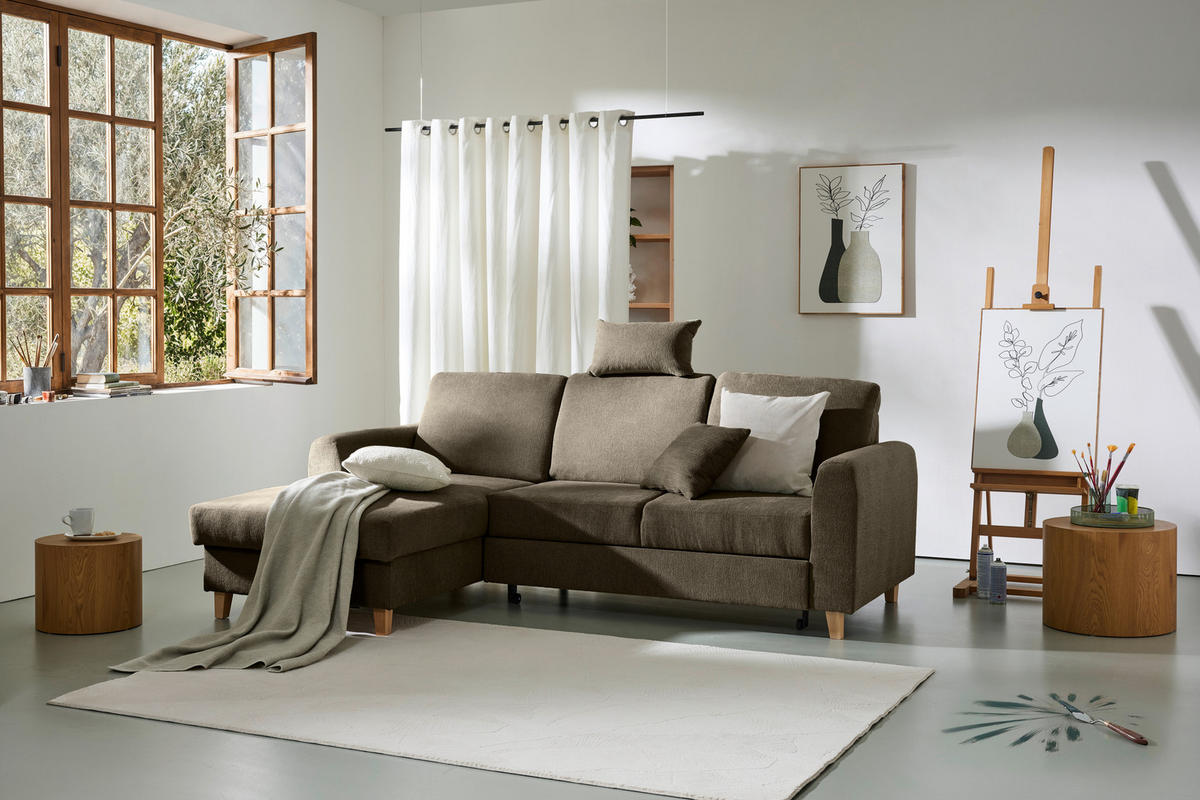 HÖRNSOFFA i flatväv brun  - bokfärgad/brun, Klassisk, trä/textil (166/241cm) - MID.YOU