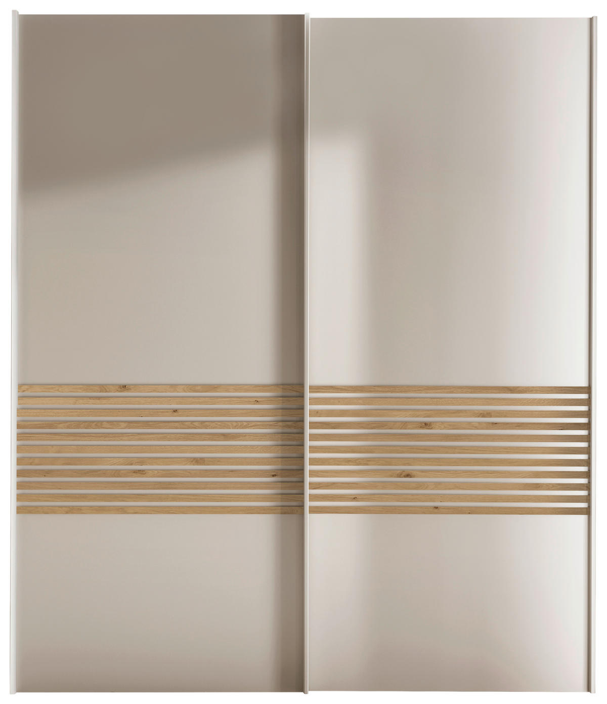 SCHWEBETÜRENSCHRANK in Champagner  - Eiche Bianco/Champagner, Design, Holzwerkstoff/Metall (200/217/67cm) - Novel