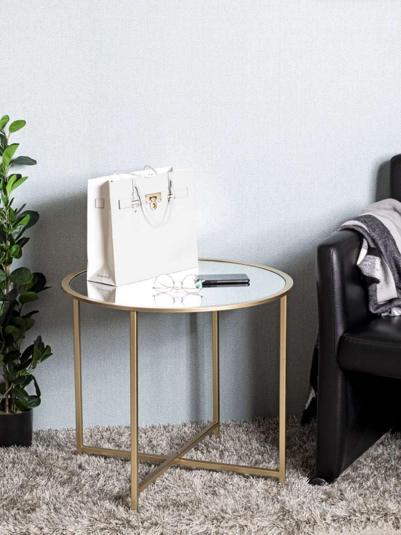 COUCHTISCH Spiegelglas 60/60/45 cm rund Goldfarben  - Goldfarben, MODERN, Glas/Metall (60/60/45cm)