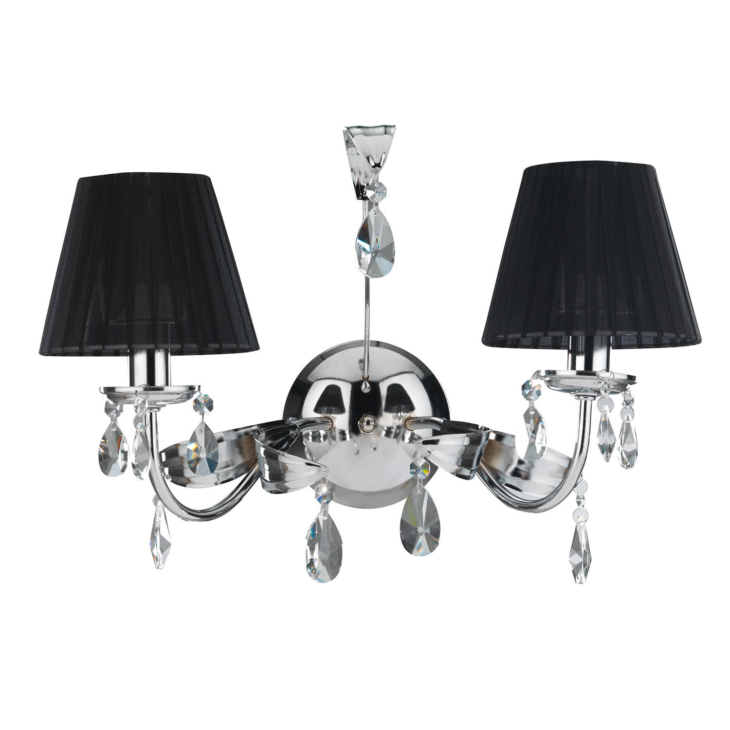 WANDLEUCHTE 46/24/30 cm   - Chromfarben/Schwarz, KONVENTIONELL, Glas/Textil (46/24/30cm)