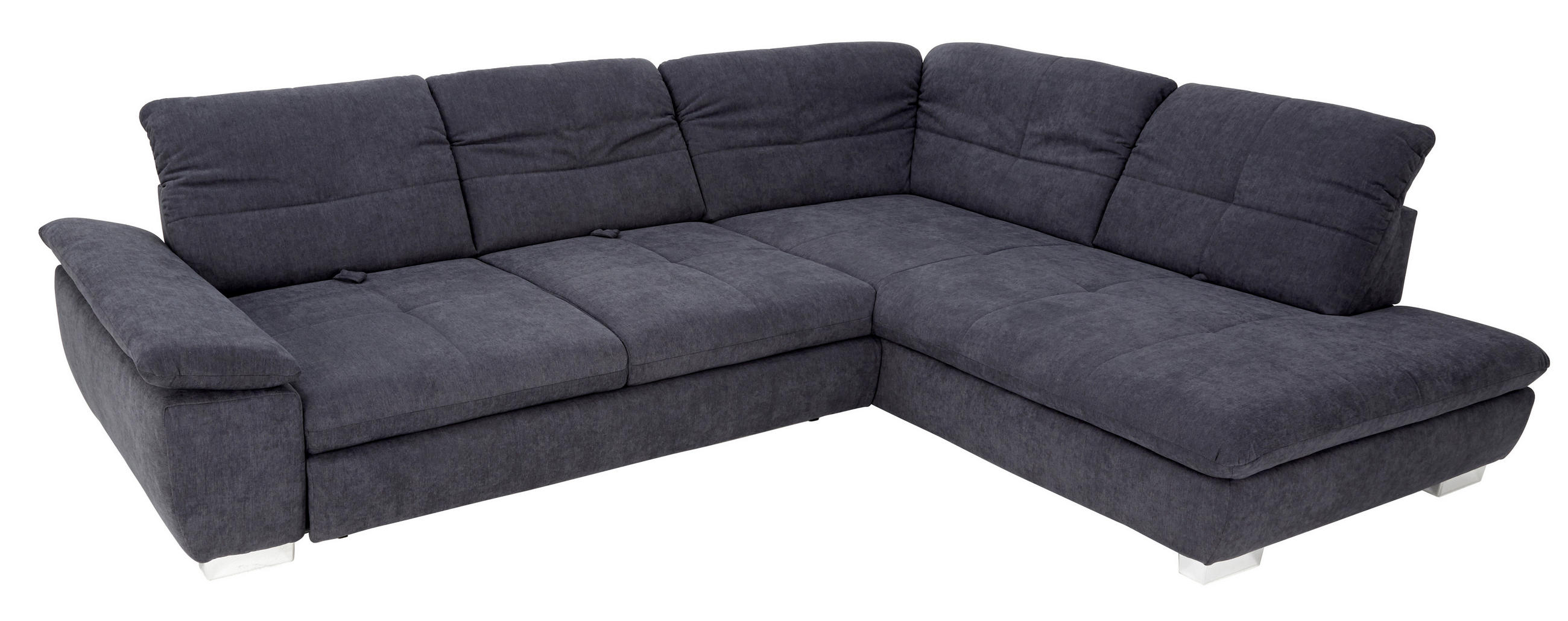 SEDEŽNA GARNITURA, gladka tkanina siva  - barve kroma/siva, Design, tekstil (313/242cm) - Xora
