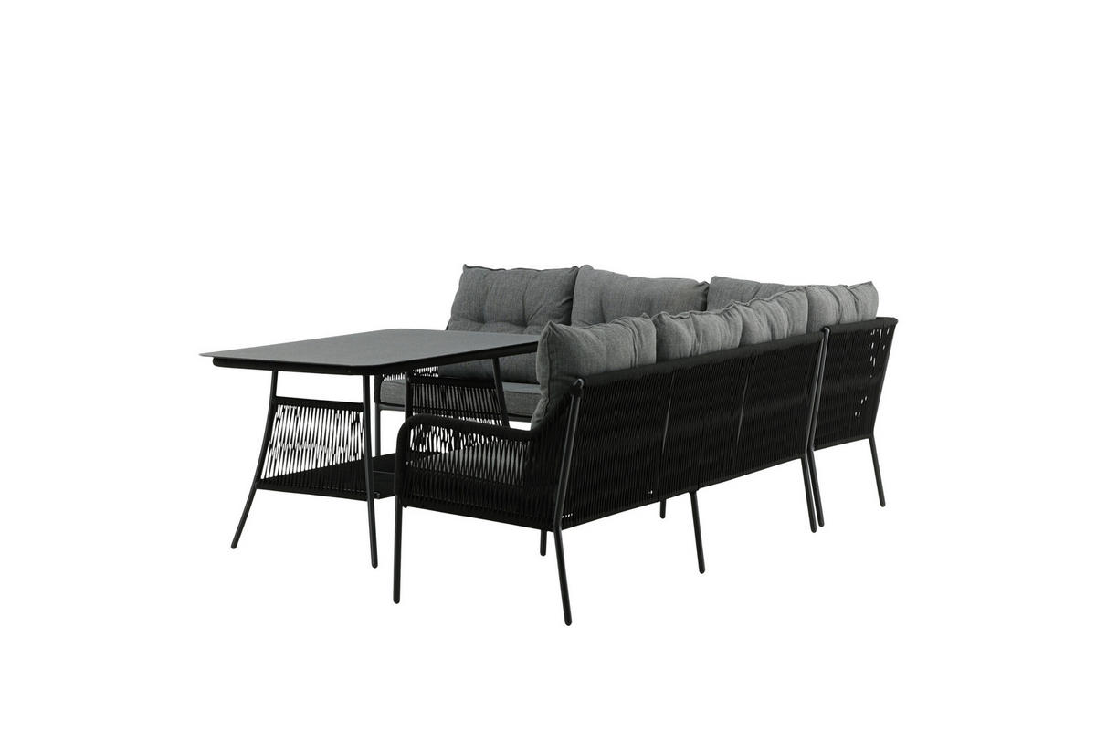 DINING-LOUNGESET 173/196 cm Stahl  - Schwarz, KONVENTIONELL, Metall (173/196cm) - Gardenson