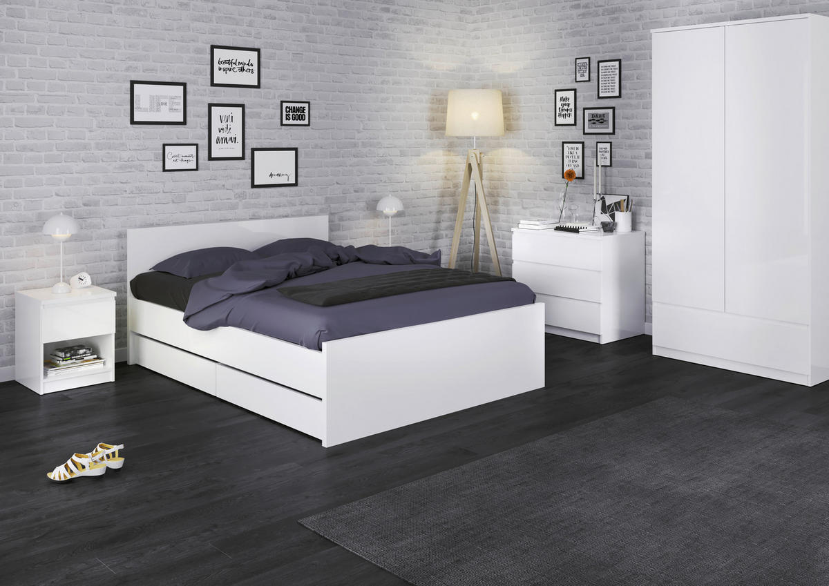 ORMAR ZA ODJEĆU     - bijela visoki sjaj, Basics, drvni materijal (98,9/200,6/50cm) - P & B