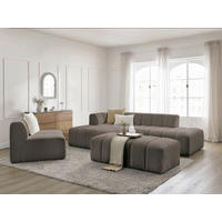 ECKSOFA Ottomane links  ANNECY Taupe Bouclé  - Taupe/Schwarz, MODERN, Kunststoff/Textil (170/262cm)