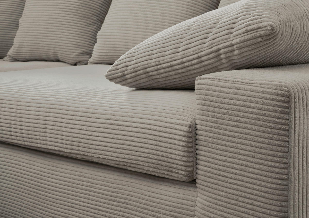 ECKSOFA Graubraun Cord  - Graubraun/Schwarz, MODERN, Kunststoff/Textil (278/200cm) - Livetastic