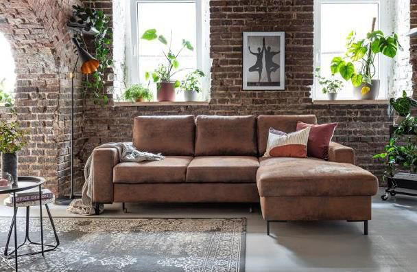 ECKSOFA Braun  - Schwarz/Braun, MODERN, Textil/Metall (236/149cm) - MID.YOU