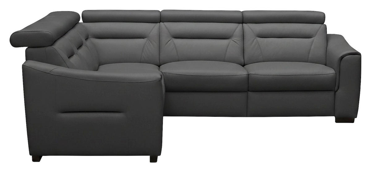 ECKSOFA  in Lederlook Echtleder Anthrazit  - Wengefarben/Anthrazit, Design, Leder/Holz (260/260cm) - Celina Home