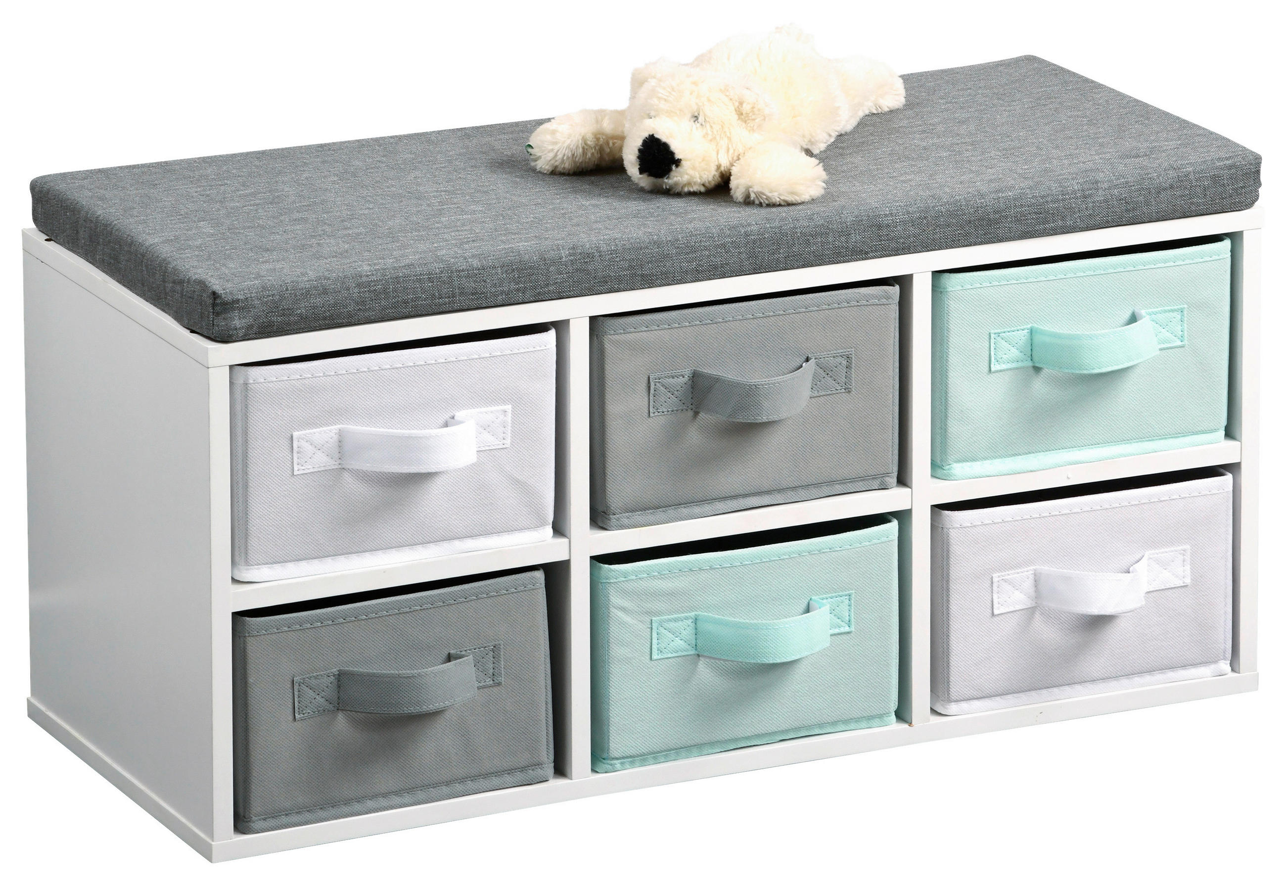 KINDERSITZBANK - Türkis/Weiß, Basics, Holzwerkstoff (68/29,5/33cm) - Kesper